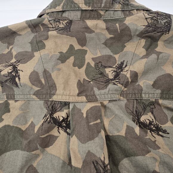 Wrangler Rugged Wear Camo Long Sleeve Button Up Shirt Size M All Over Dog Print - Picture 5 of 12